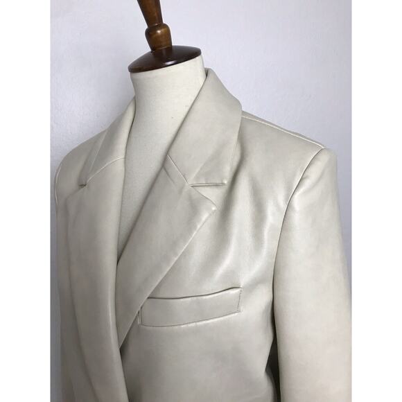 7 For All Mankind Jacket Vegan Leather Double Breast - Picture 4 of 10